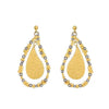 Hammered 24k gold teardrop earrings with diamond accents