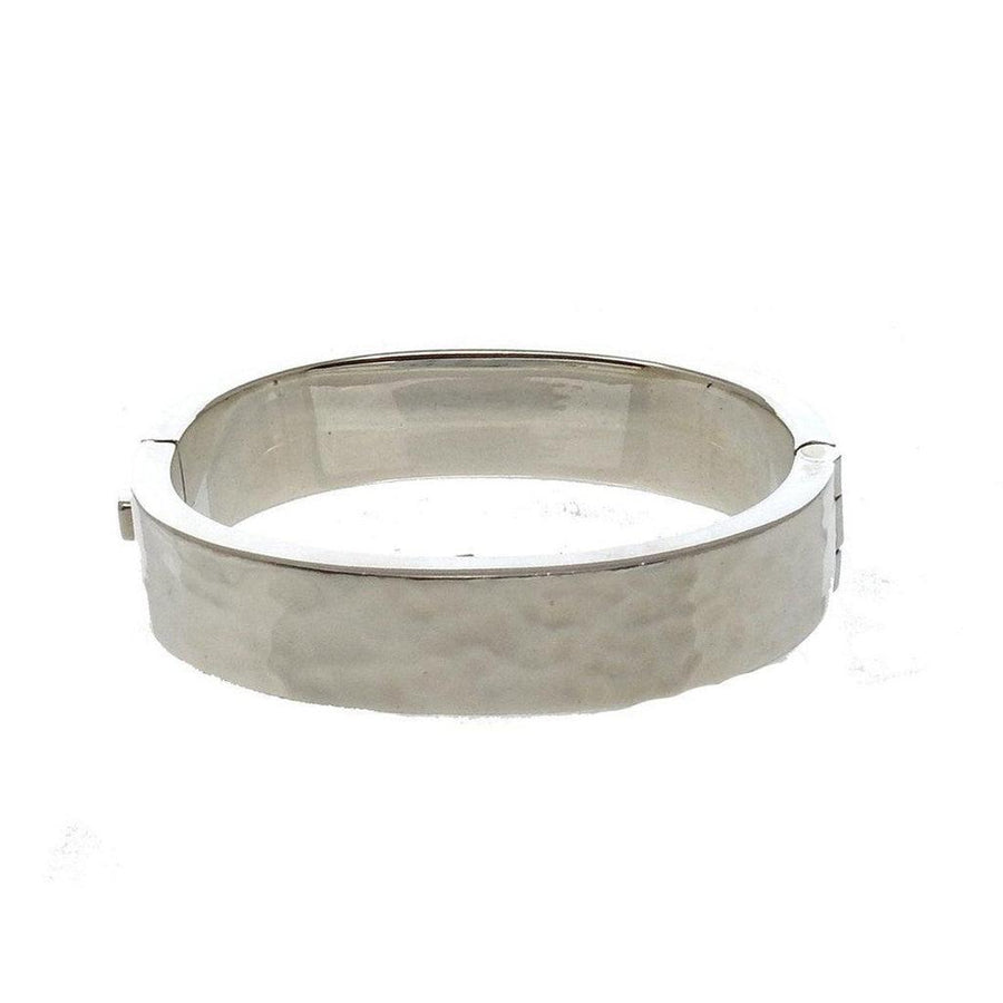 Silver hammered hinged bangle bracelet