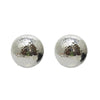 Hammered silver button clip earrings; textured, round design.