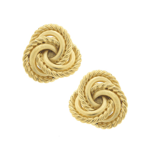 Handcast Gold Rope Clip Earrings-Susan Shaw-Swag Designer Jewelry