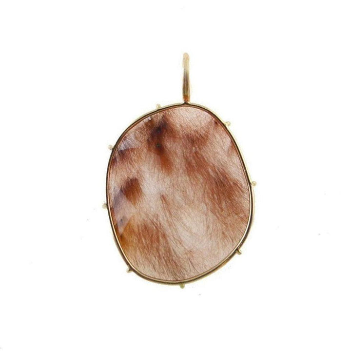 Harriet Stone Red Rutilated Quartz pendant, brown and gold, unique gemstone charm.