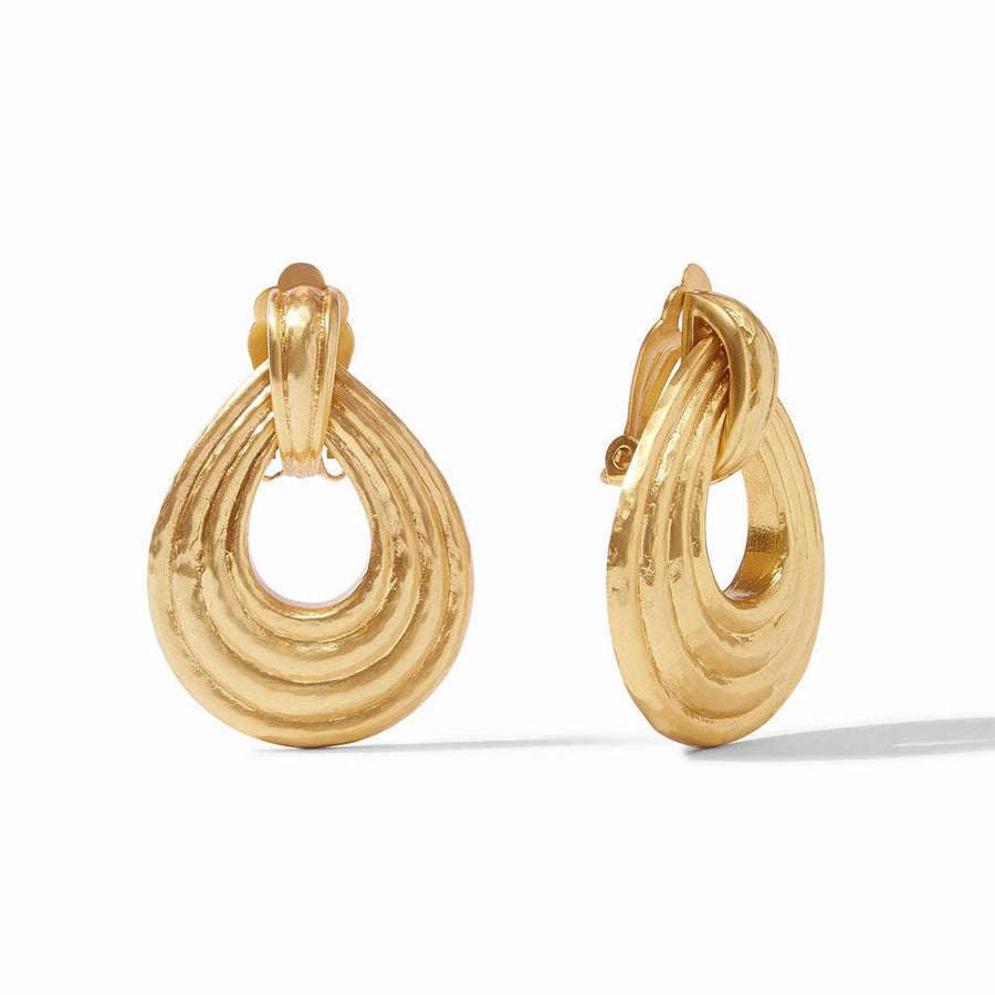 Havana Doorknocker gold clip-on earrings with textured detail