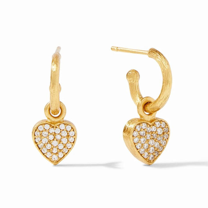 Gold Heart Hoop earrings with sparkling cubic zirconia heart charm