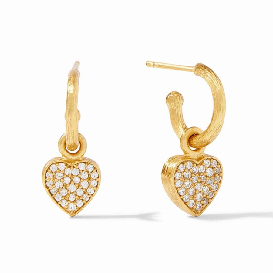Gold Heart Hoop earrings with sparkling cubic zirconia heart charm
