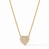 Gold Heart Pave Delicate Necklace with sparkling diamonds