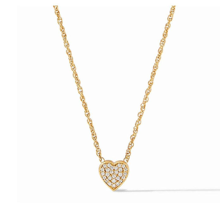 Gold Heart Pave Demi Necklace with sparkling cubic zirconia heart pendant.