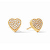 Gold Heart Pave Stud Earrings with sparkling cubic zirconia.