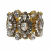 Hello Sweetie gold statement bracelet with clear and gray crystals