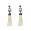 Hematite and Baroque Pearl Tassel Earrings-Theia Jewelry-Swag Designer Jewelry