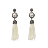 Hematite and Baroque Pearl Tassel Earrings-Theia Jewelry-Swag Designer Jewelry