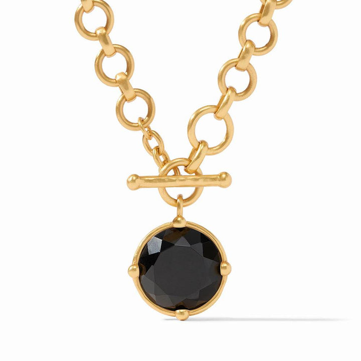 Honeybee Demi Necklace: Gold chain with black onyx pendant.