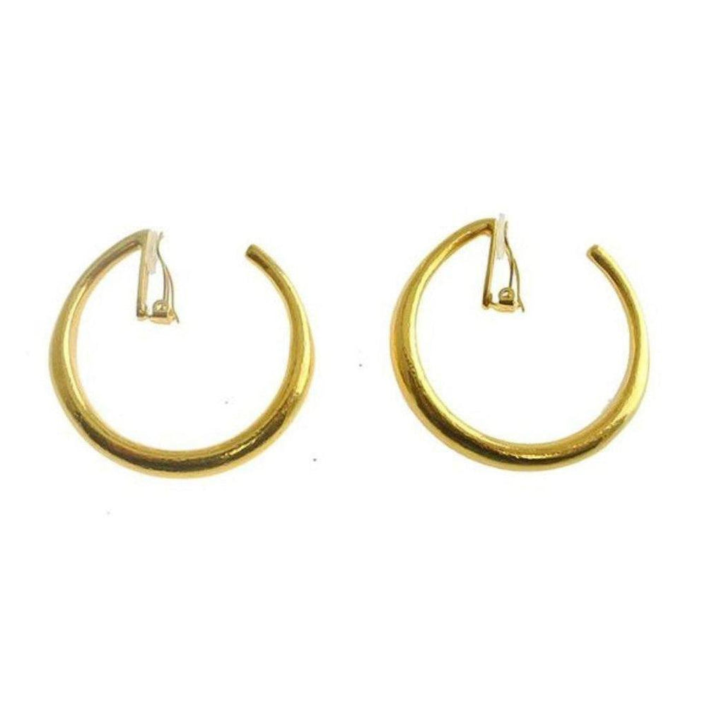 Gold clip-on hoop earrings, matte finish.