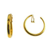 Gold hoop earrings with clip closure for non-pierced ears.