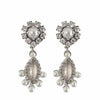 Silver I Do bridal earrings with pearl and crystal accents.