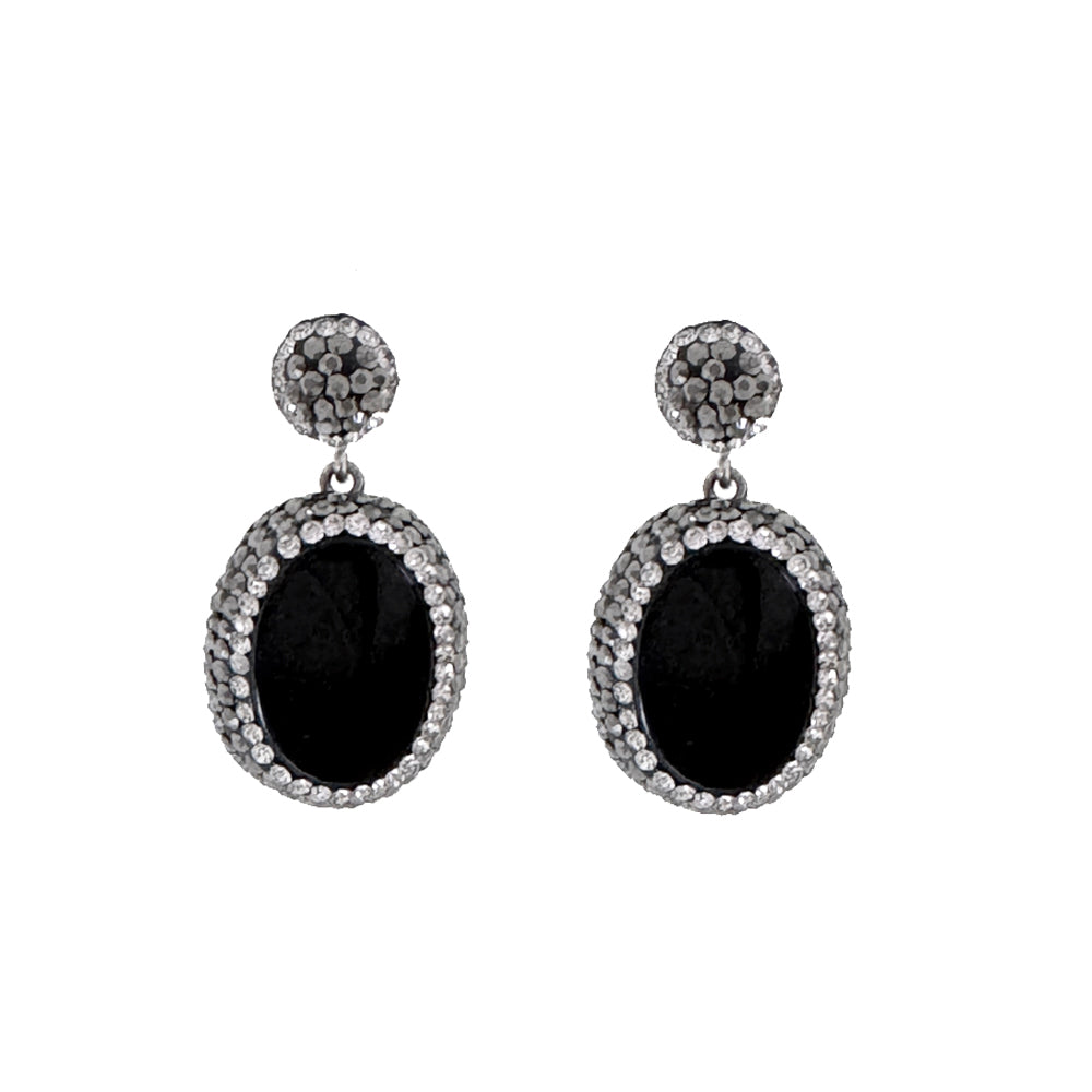 Hematite Earringss with Oval Drop