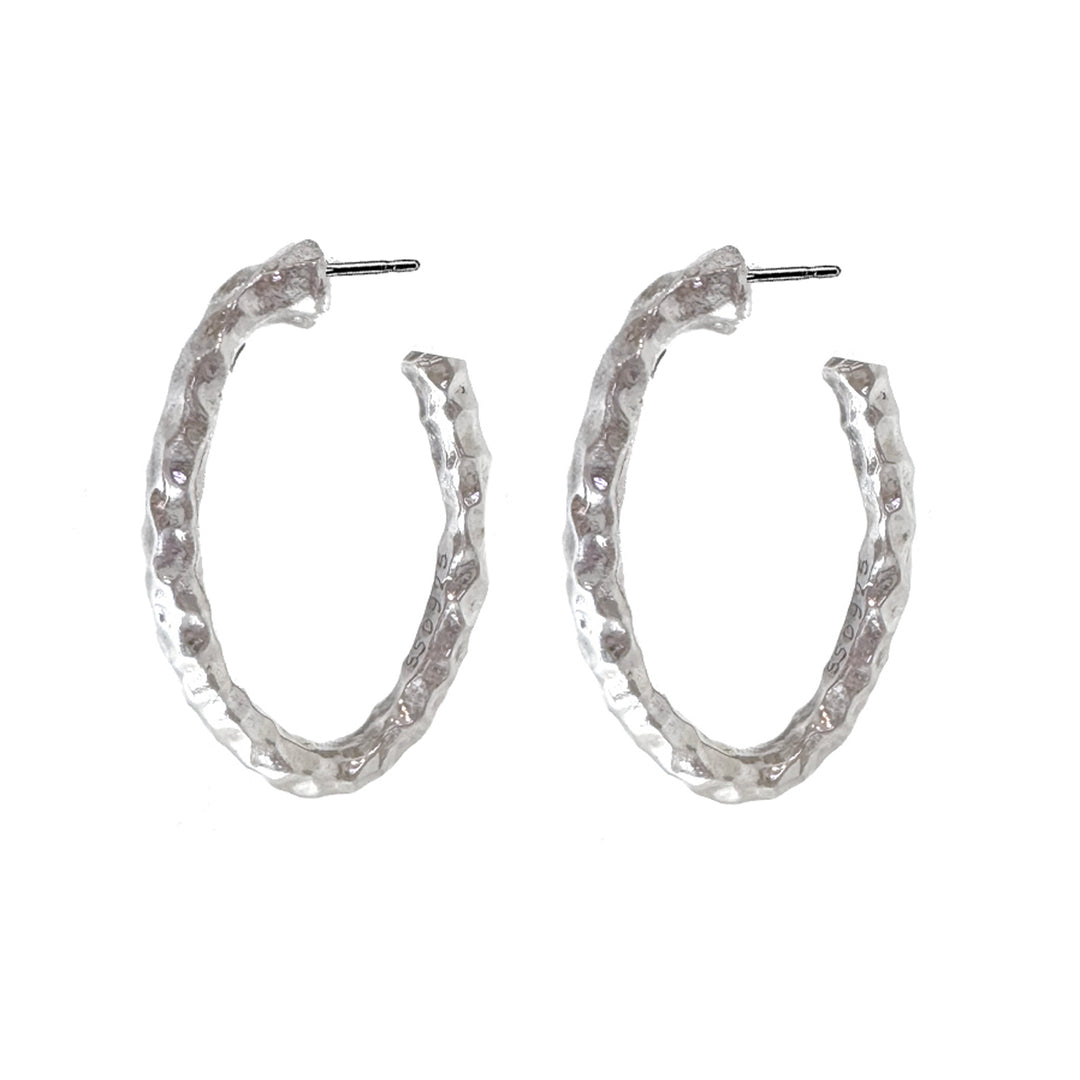Faceted Oval Hoop Earrings
