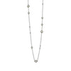 Industrial Finish Pearl Station Necklace: Long chain with pearl accents.