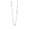 Industrial Finish Pearl Station Necklace: Long chain with pearl accents.