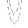 Industrial Three Point Diamond Necklace, oxidized silver chain with dangling clusters