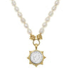 Italian Coin Pearl Necklace: Gold & silver coin pendant on a delicate white pearl strand.