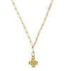Gold Jerusalem Cross necklace with paperclip chain
