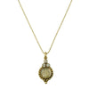 Joanna San Benito Necklace: Gold chain, clear crystal accents, antique gold medallion pendant.