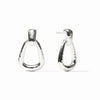 Sahara Demi doorknocker earrings in sterling silver plate with a hammered, triangular drop design and post closure.