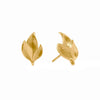 Willow stud earrings in 24K gold plate featuring a delicate, layered leaf design with post closures.