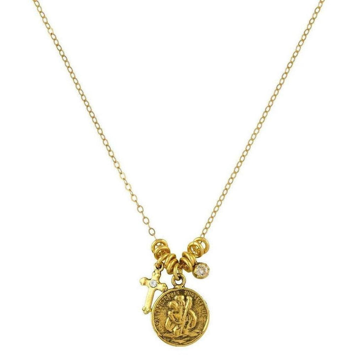 Justice St. Christopher gold necklace with charm accents.