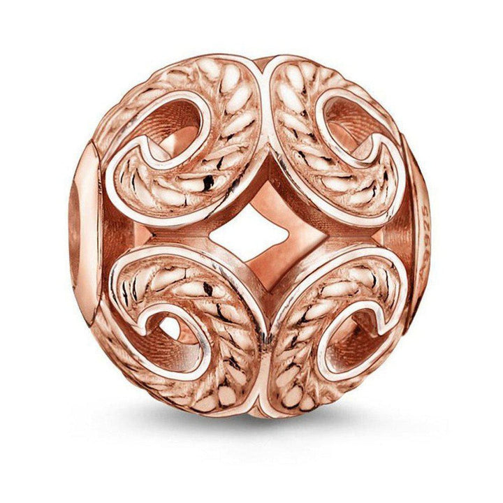 Rose gold Karma Bead Wave charm with intricate detailing