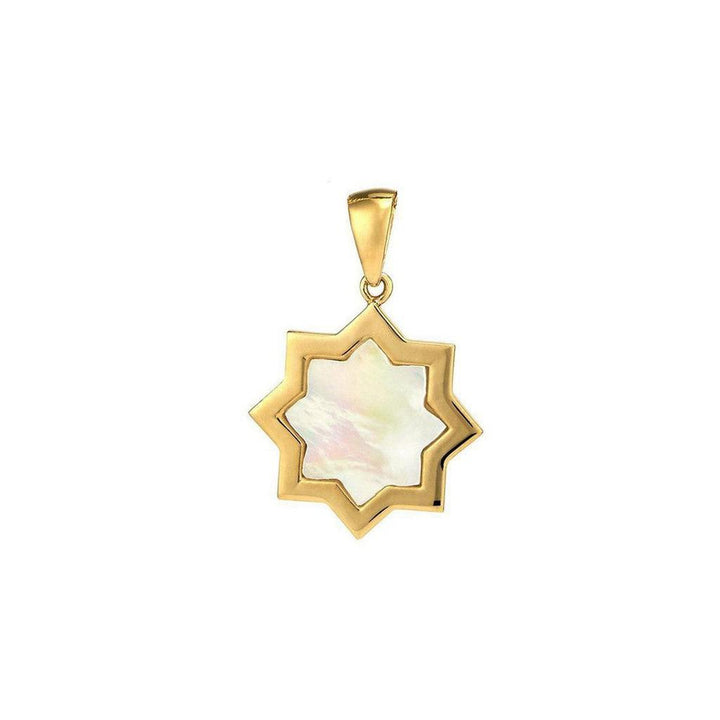 Gold Kismet Charm pendant with mother-of-pearl star.