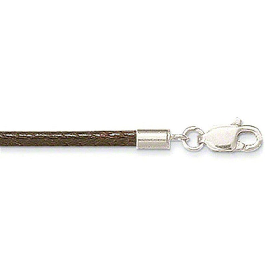 Brown leather cord with silver clasp