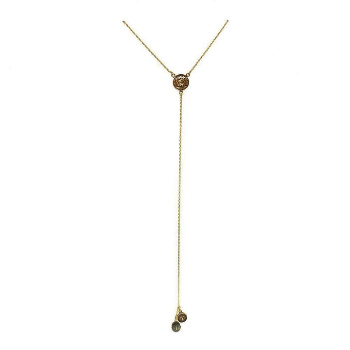 Les Celeste St Christopher gold y-necklace with St. Christopher medallions