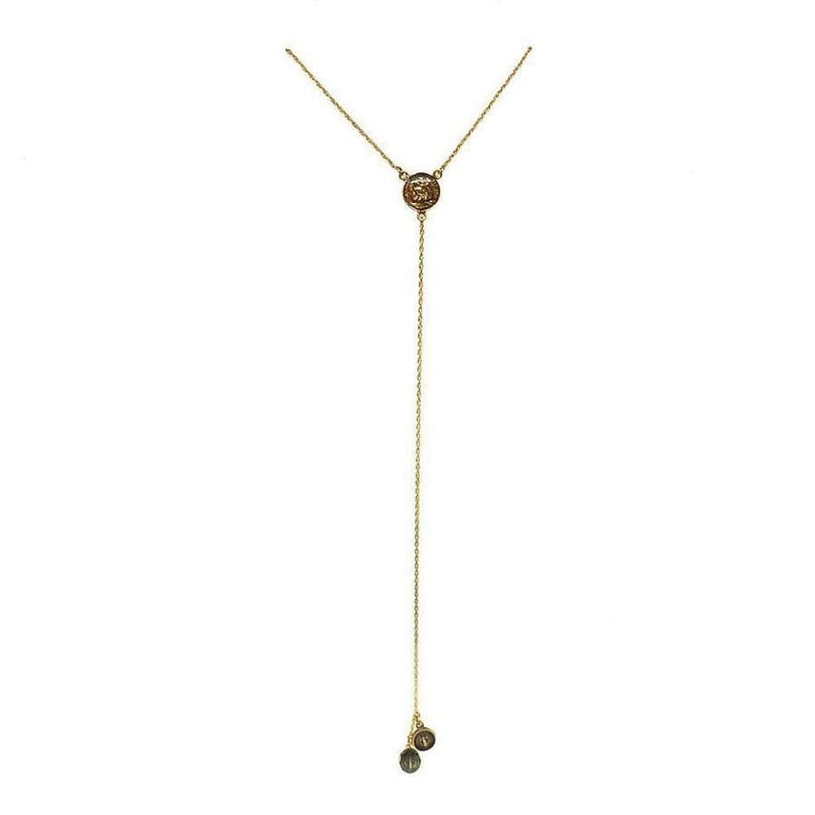 Les Celeste St Christopher gold y-necklace with St. Christopher medallions