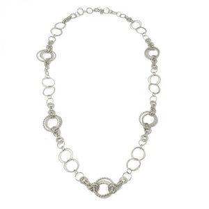 Long Round Silver Link Necklace-Jose Maria Barrera-Swag Designer Jewelry