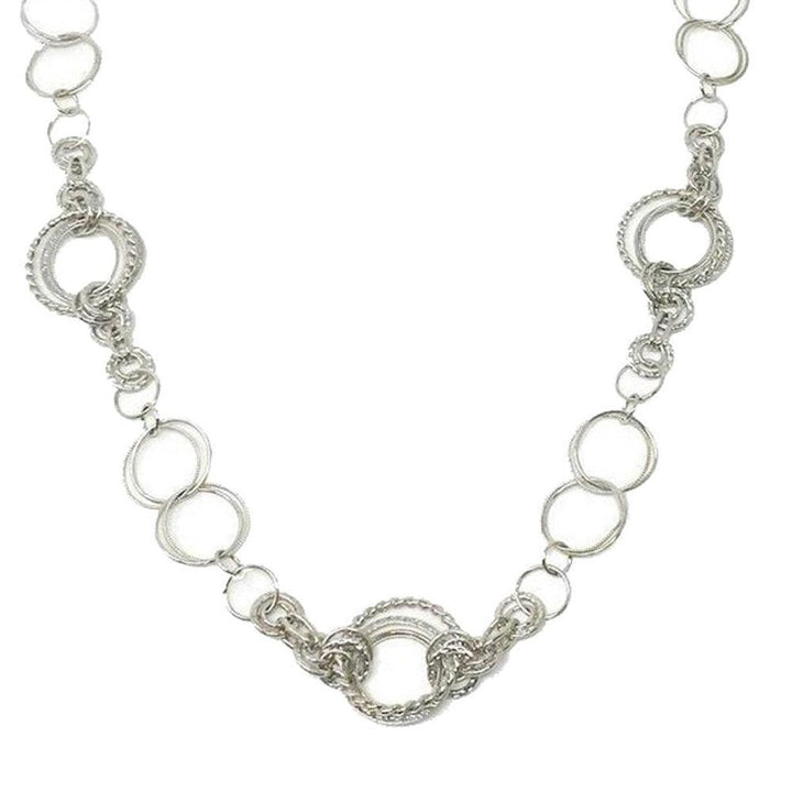 Long Round Silver Link Necklace-Jose Maria Barrera-Swag Designer Jewelry