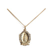 Gold Guadalupe charm necklace with clear cubic zirconia accents.