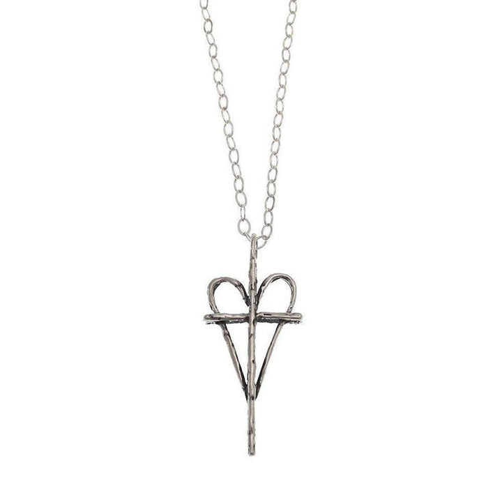 Silver Love Throughout heart cross necklace