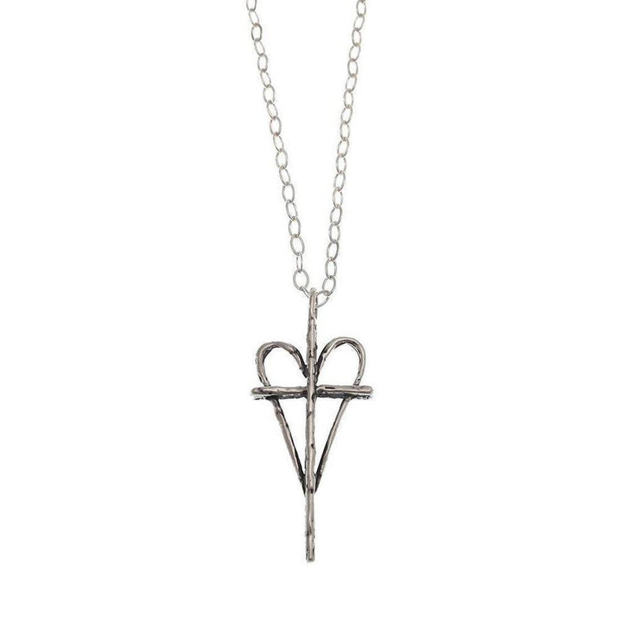 Silver Love Throughout heart cross necklace
