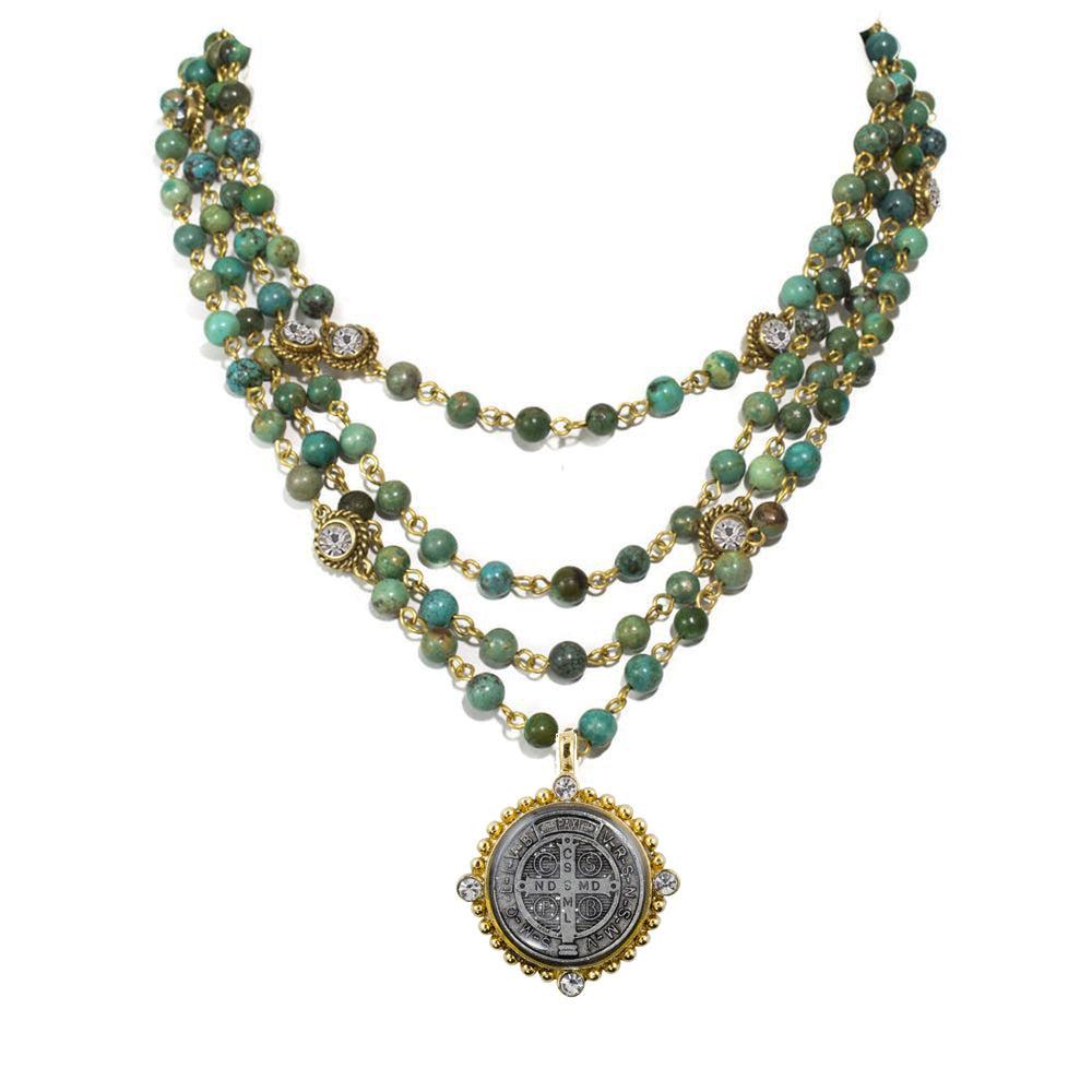 Lux Turquoise Magdalena Asst Medals-Virgins Saints and Angels-Swag Designer Jewelry