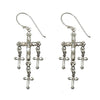 Silver Madonna Multi Cross earrings with baguette & round cubic zirconia.