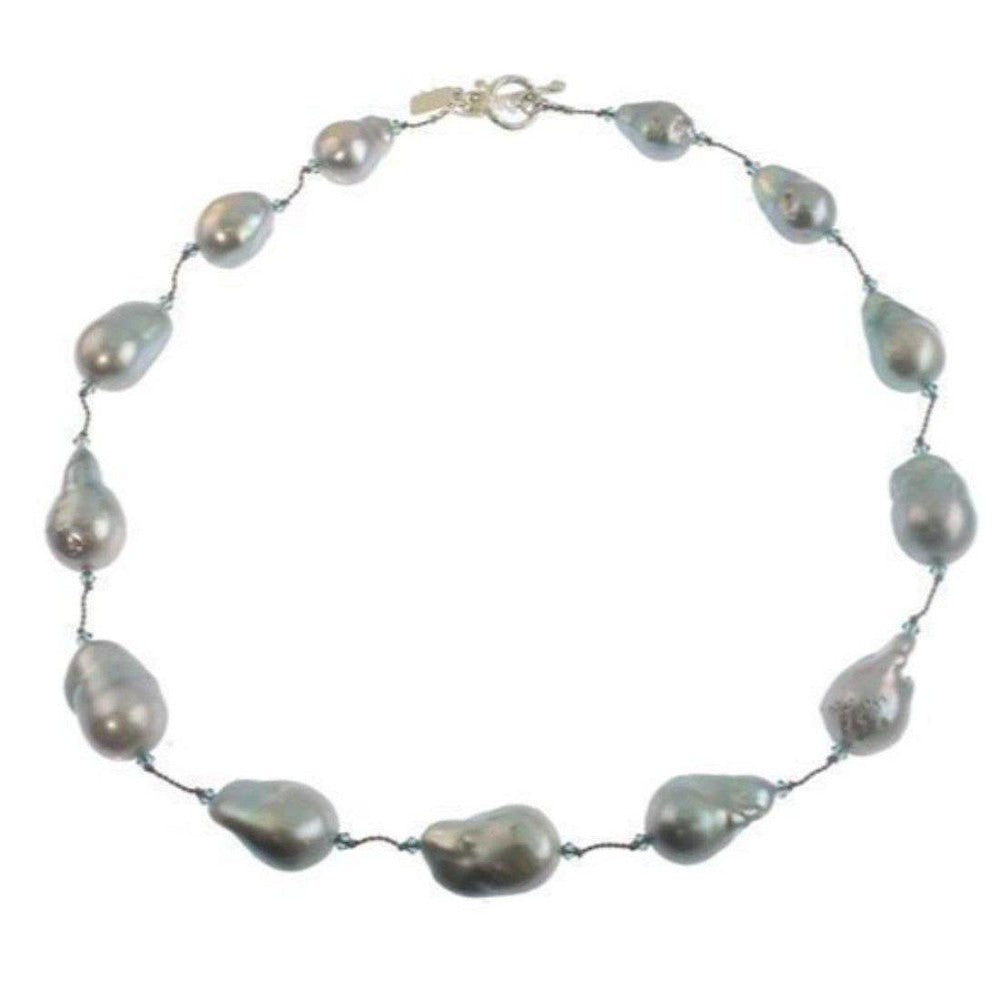 Margo Morrison Grey Baroque Pearl, Swarovski Crystal Necklace-Margo Morrison-Swag Designer Jewelry