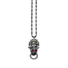 Mawi Black Leopard necklace: Gunmetal chain, black leopard pendant with crystal accents.