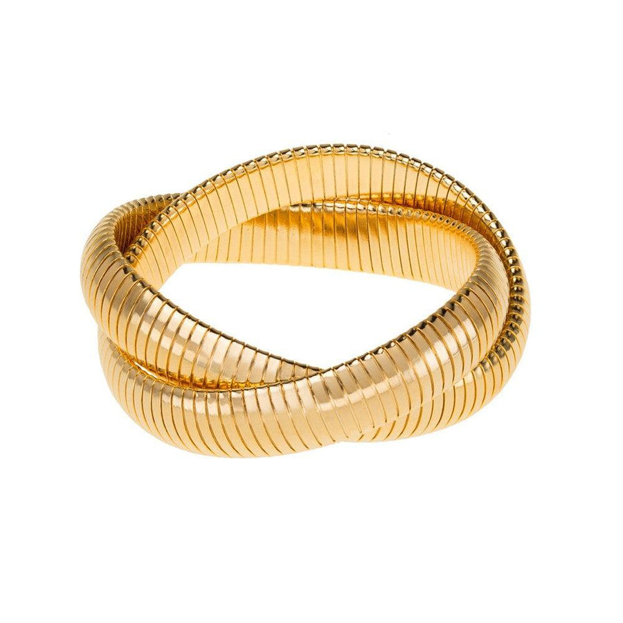 Gold Medium Double Cobra Bracelet: Elegant, double-wrapped design.