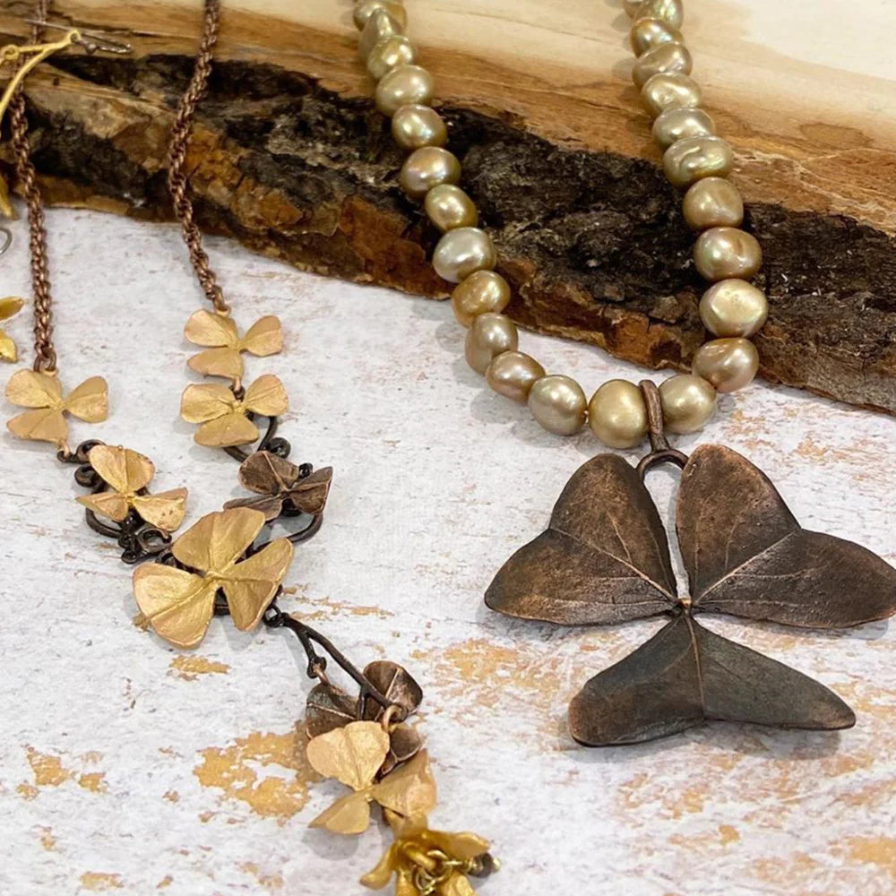 Gold and Brass Necklace with Black Stones and Tiger eye