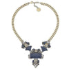 Midnight Blue Crystal Cluster Necklace: Statement gold chain, midnight blue & clear crystal embellishments.