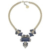 Midnight Blue Crystal Cluster Necklace: Statement gold chain, midnight blue & clear crystal embellishments.