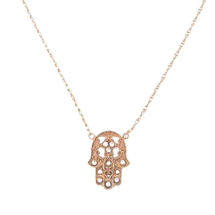 Rose gold Mini Hamsa charm necklace with delicate chain
