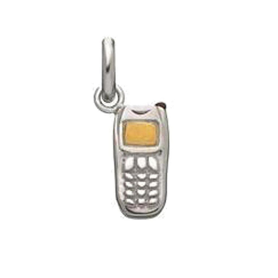 Silver mobile phone charm with gold detail
