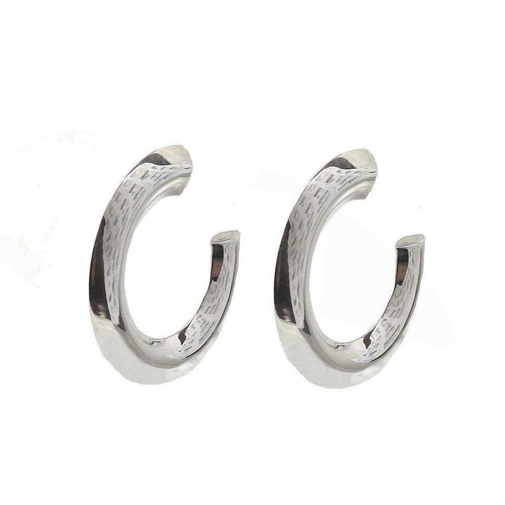 Silver Modern Hoop Earrings, textured finish